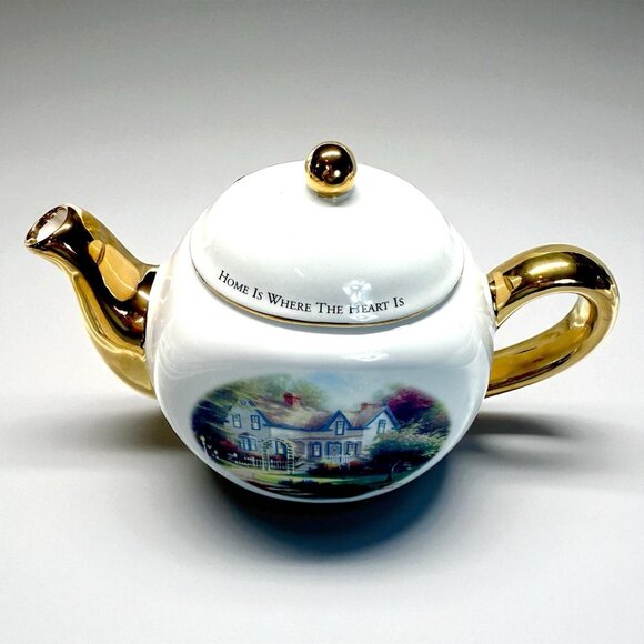 Vintage 1990s Thomas Kinkade “Home Is Where The Heart Is” Teapot, Teleflora 28oz - Picture 2 of 9